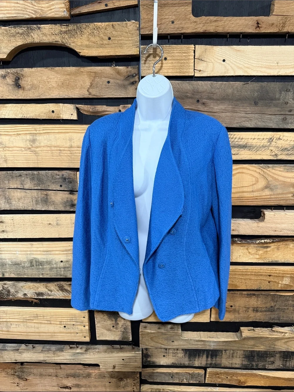 St. John Collection Wool Blend Hannah Knit Stand Collar Jacket, Niagara, Size 10 - Picture 9 of 12